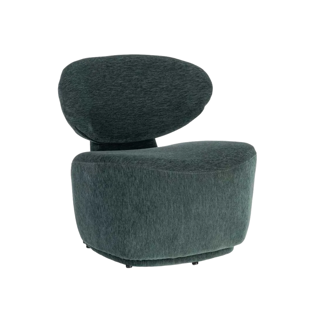 Sillón azul tapizado en tejido 100% poliéster con estructura de madera contrachapada 77x73x79cm - Ixia - 616514IX - foto-transparente