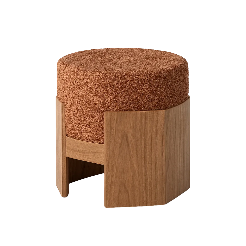 Puf tapizado 100% poliéster estructura y patas en DM color teja 50x50x44cm - Ixia - 616516IX - foto-transparente