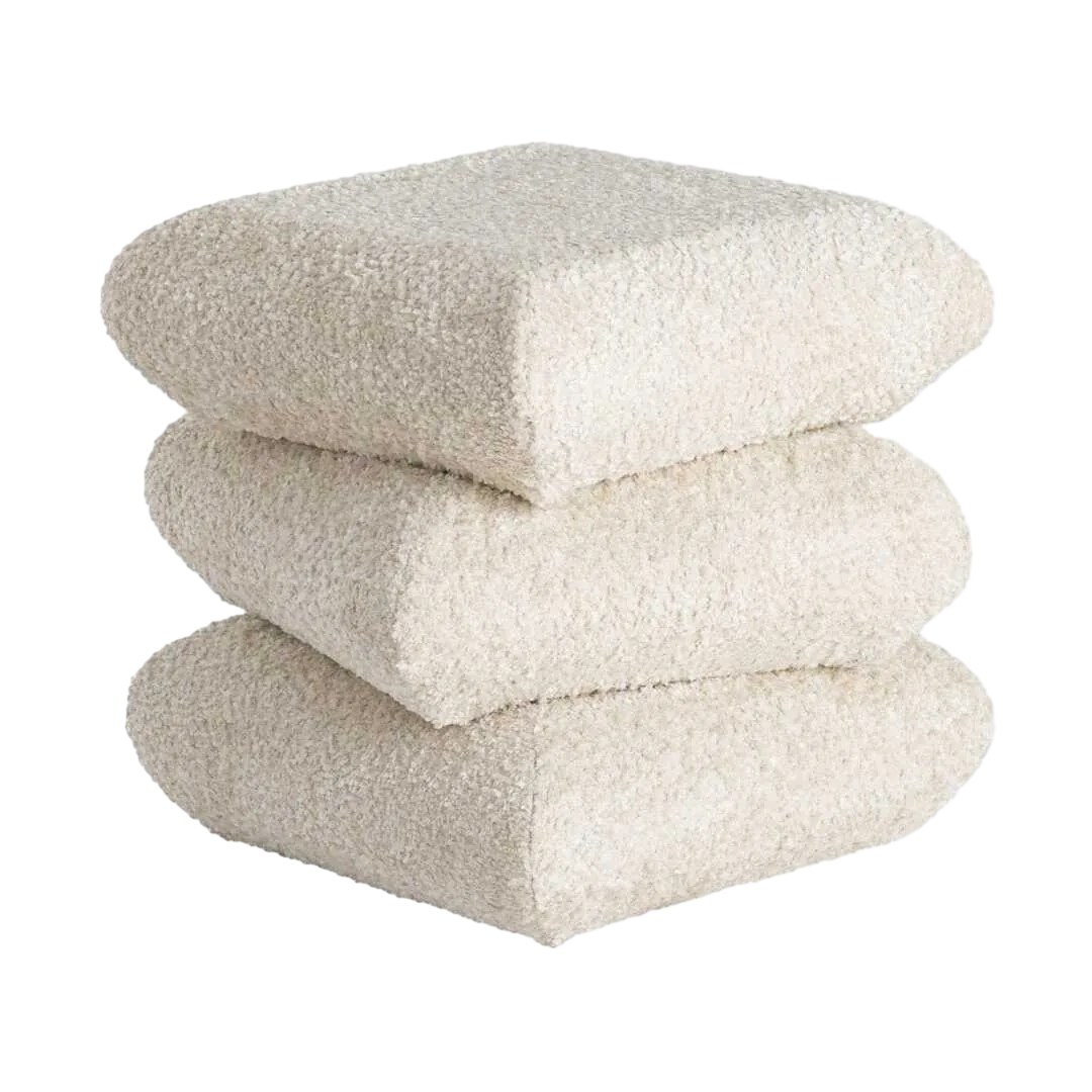 Puf crema en DM y tejido 100% poliéster 42x42x42cm - Ixia - 616521IX - foto-transparente
