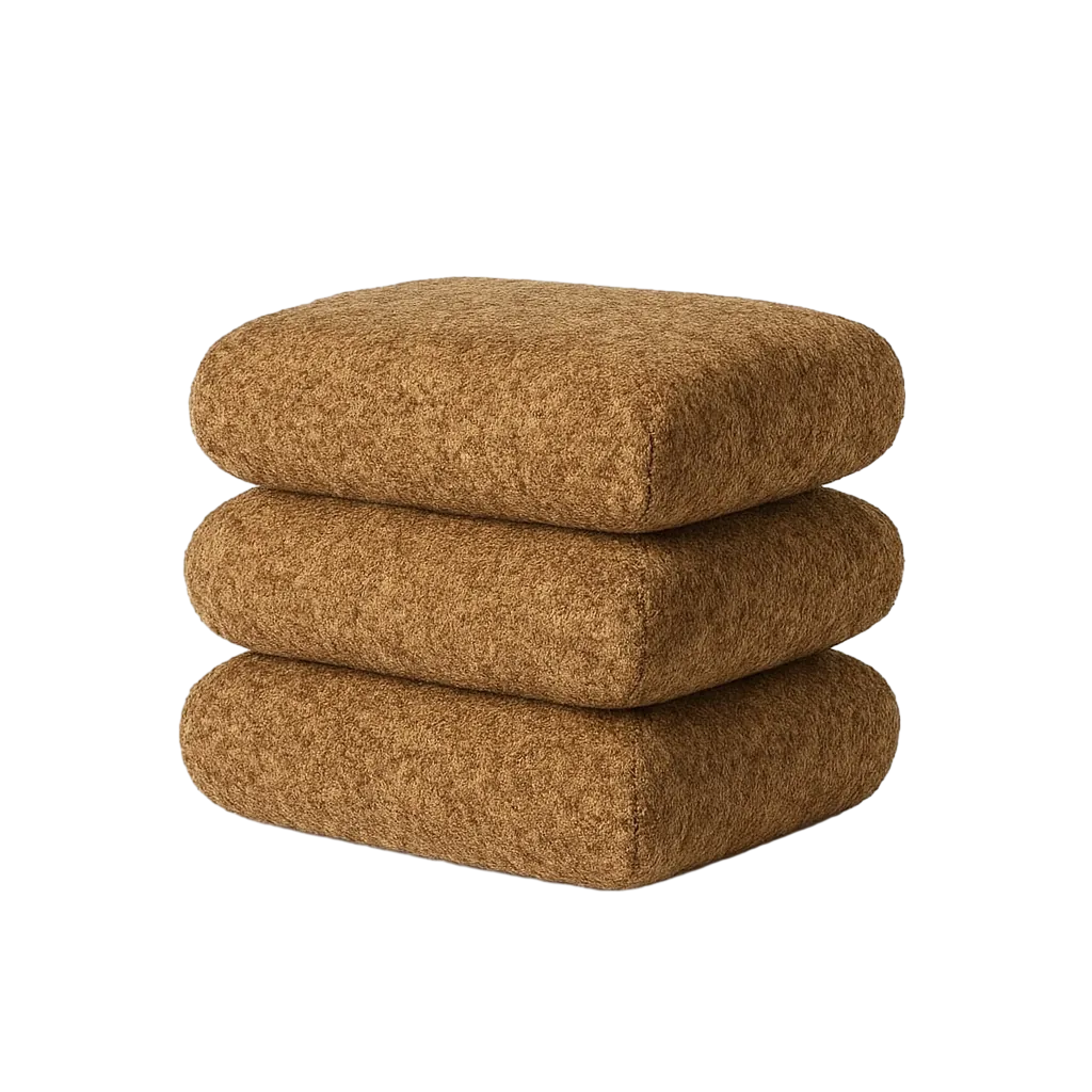Puf ocre en DM y tejido 100% poliéster 42x42x42cm - Ixia - 616523IX - foto-transparente
