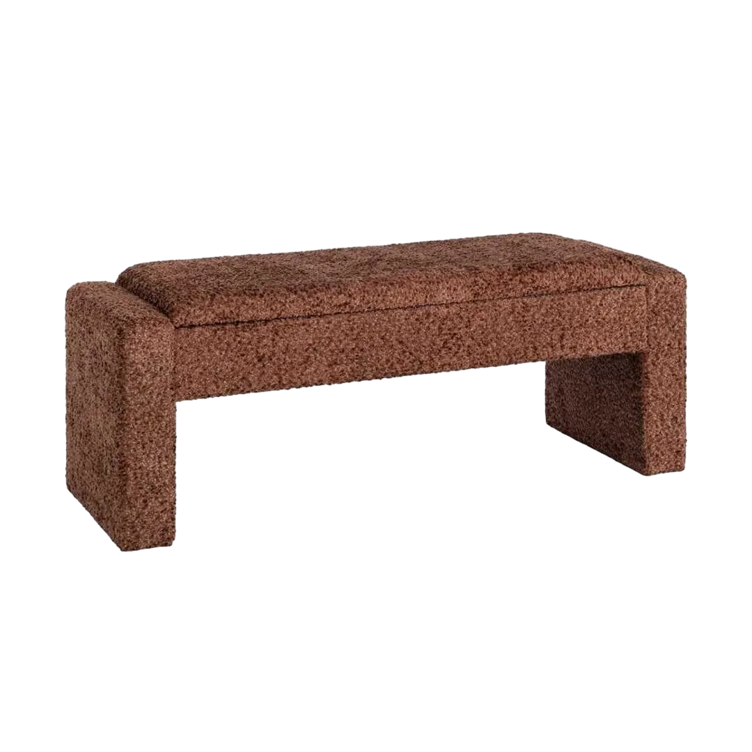 Banco baúl teja en DM con tejido 100% poliéster y foam 30mm 117x43x45cm - Ixia - 616526IX - foto-transparente