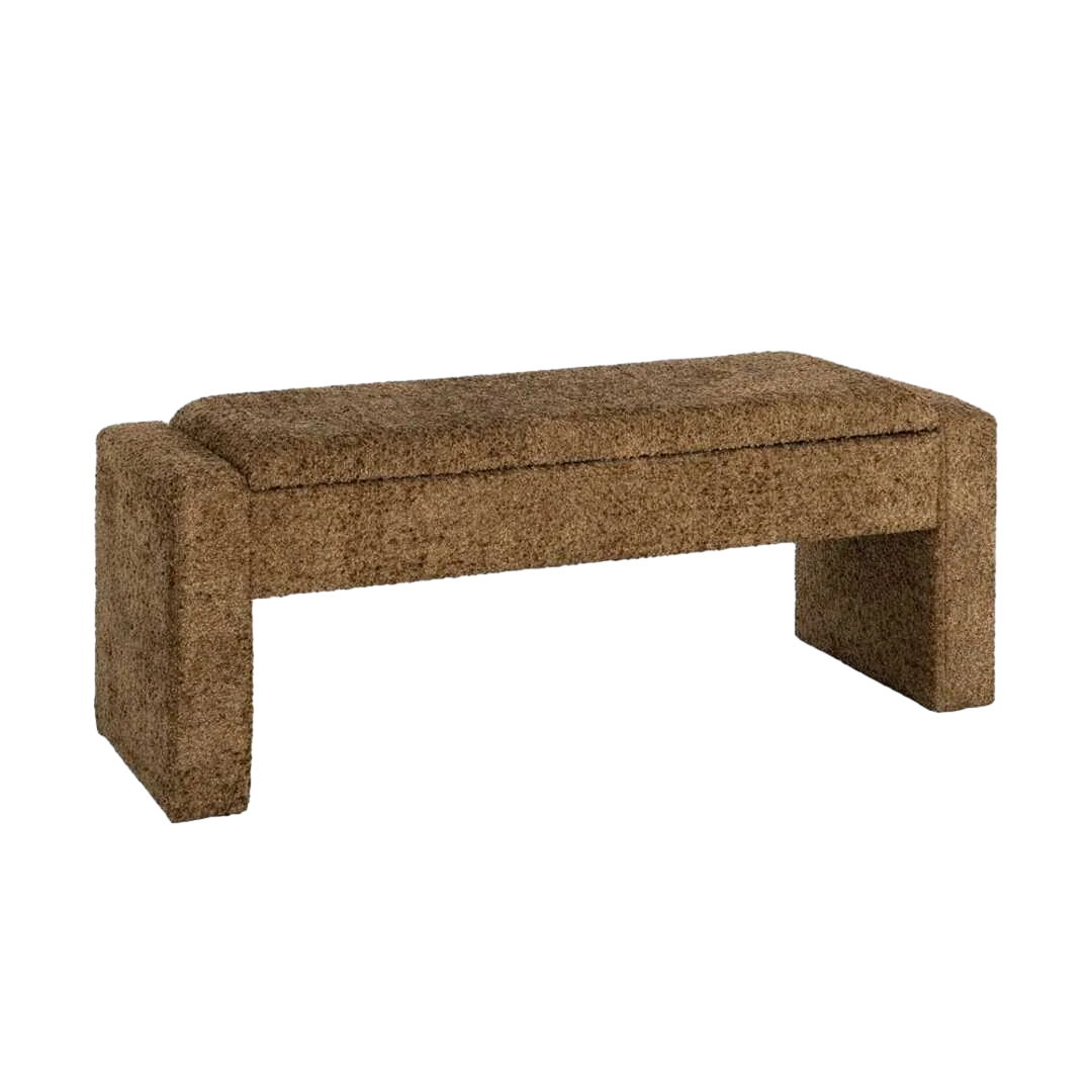 Banco baúl ocre en DM y tejido 117x43x45cm - Ixia - 616527IX - foto-transparente