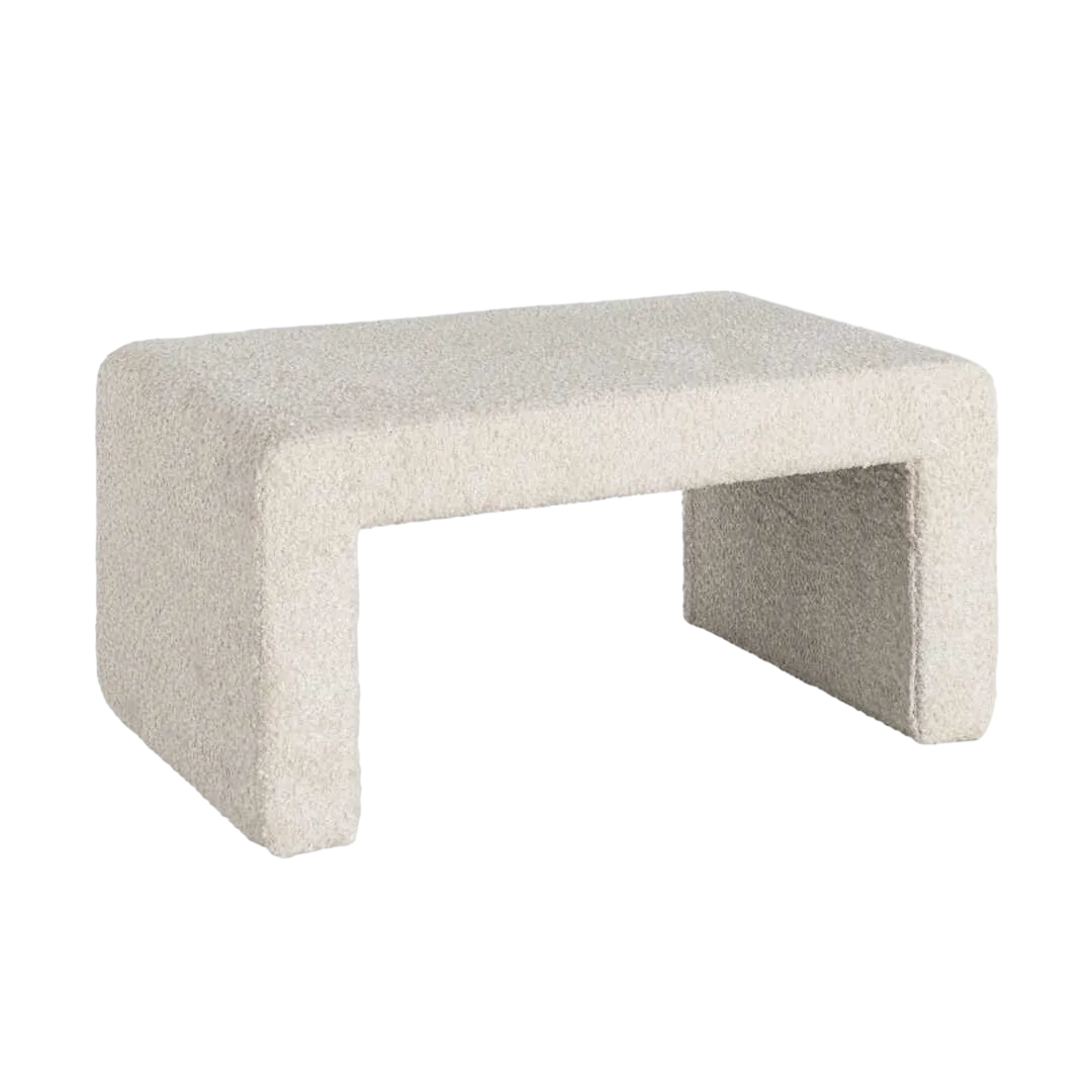Banco crema en DM y tejido con espuma 30mm 90x60x43cm - Ixia - 616528IX - foto-transparente