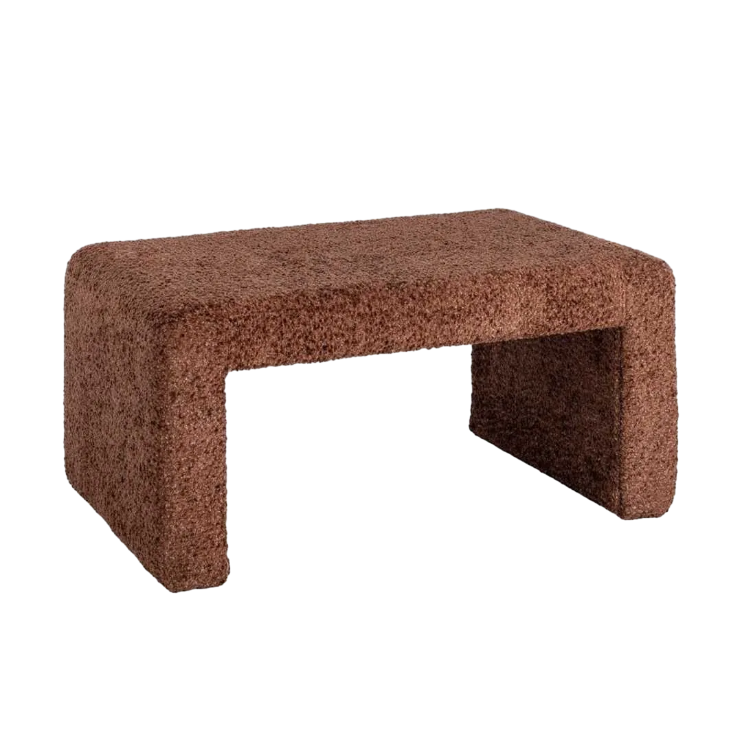 Banco tapizado color teja en DM con tejido 100% poliéster y foam 30mm 90x60x43cm - Ixia - 616529IX - foto-transparente