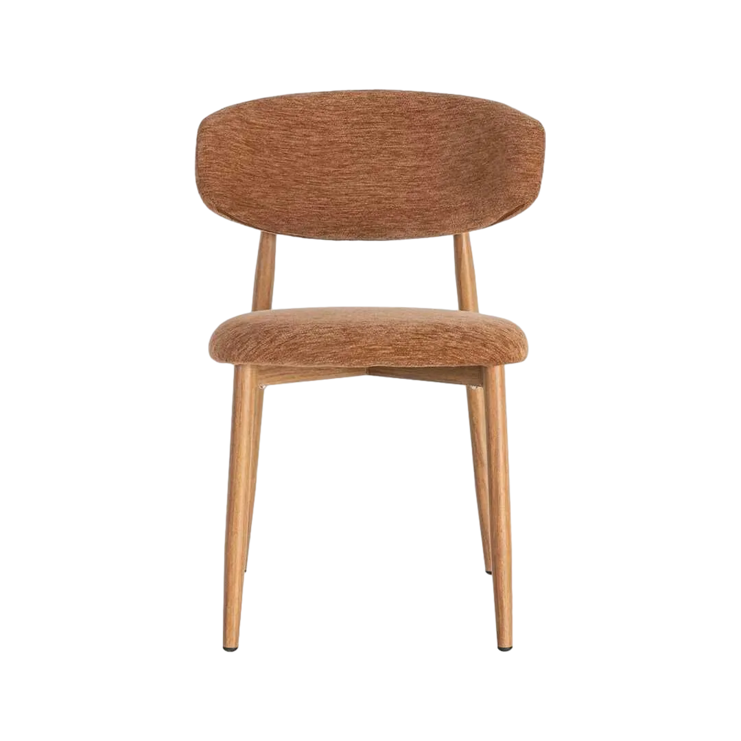 Silla tapizada en tejido 100% poliéster color melocotón con estructura metálica de acero 53x51x76.50cm - Ixia - 616530IX - foto-transparente
