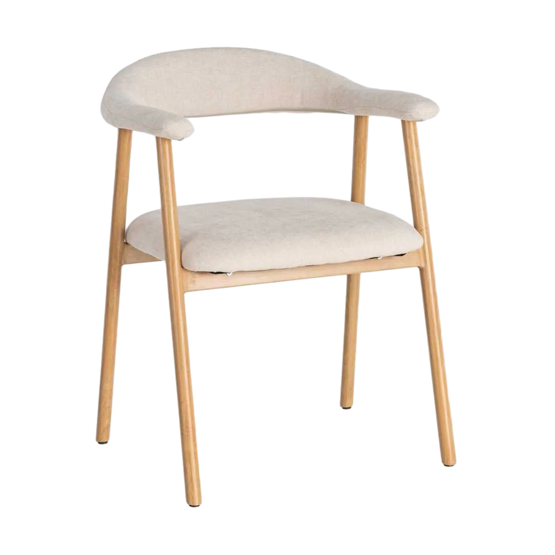 Silla con brazos tapizada en tejido crema estructura metálica 56x50.50x76cm - Ixia - 616533IX - foto-transparente