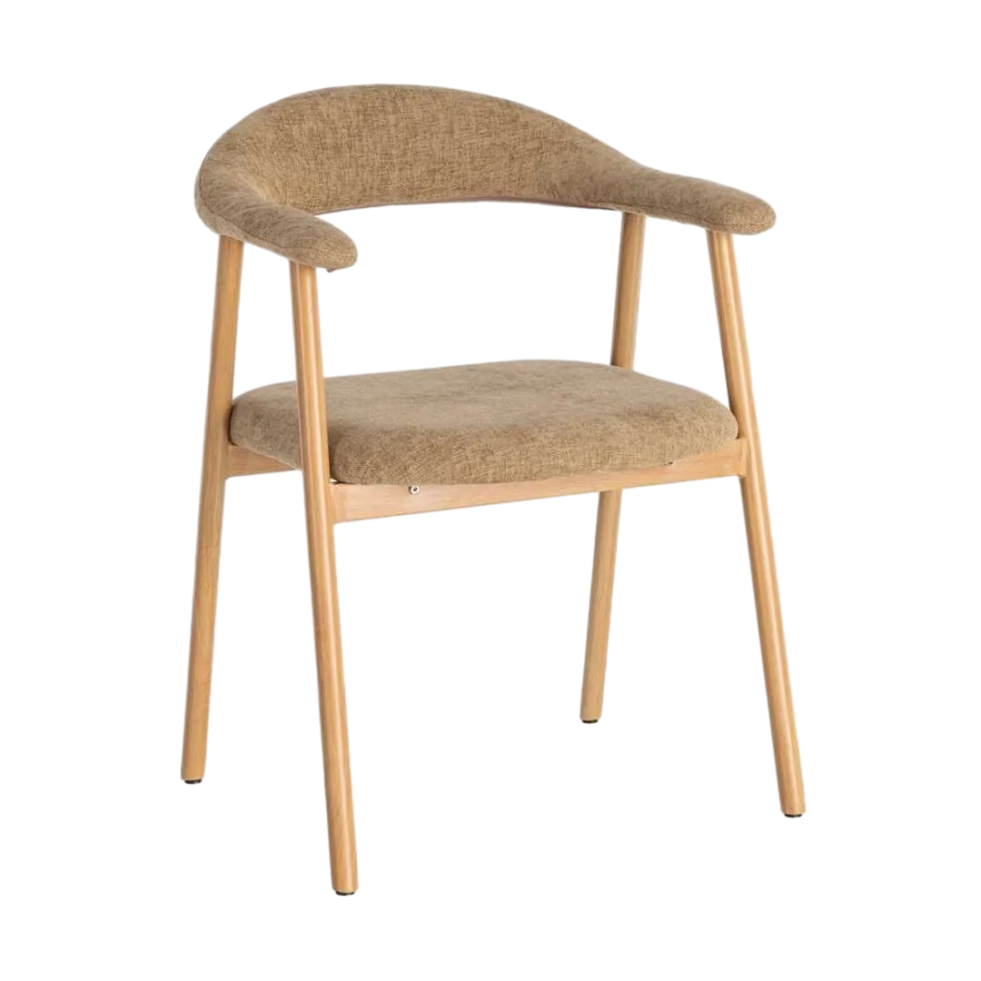 Silla con brazos tapizada en tejido beige con estructura metálica 56x50.50x76cm - Ixia - 616534IX - foto-transparente