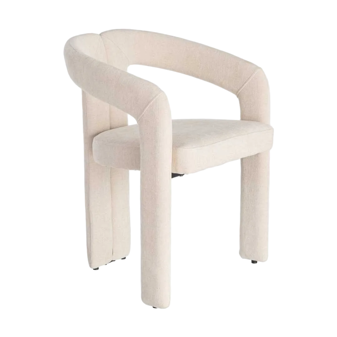 Silla con brazos tapizada en tejido crema estructura metálica 60x50x76.50cm - Ixia - 616535IX - foto-transparente