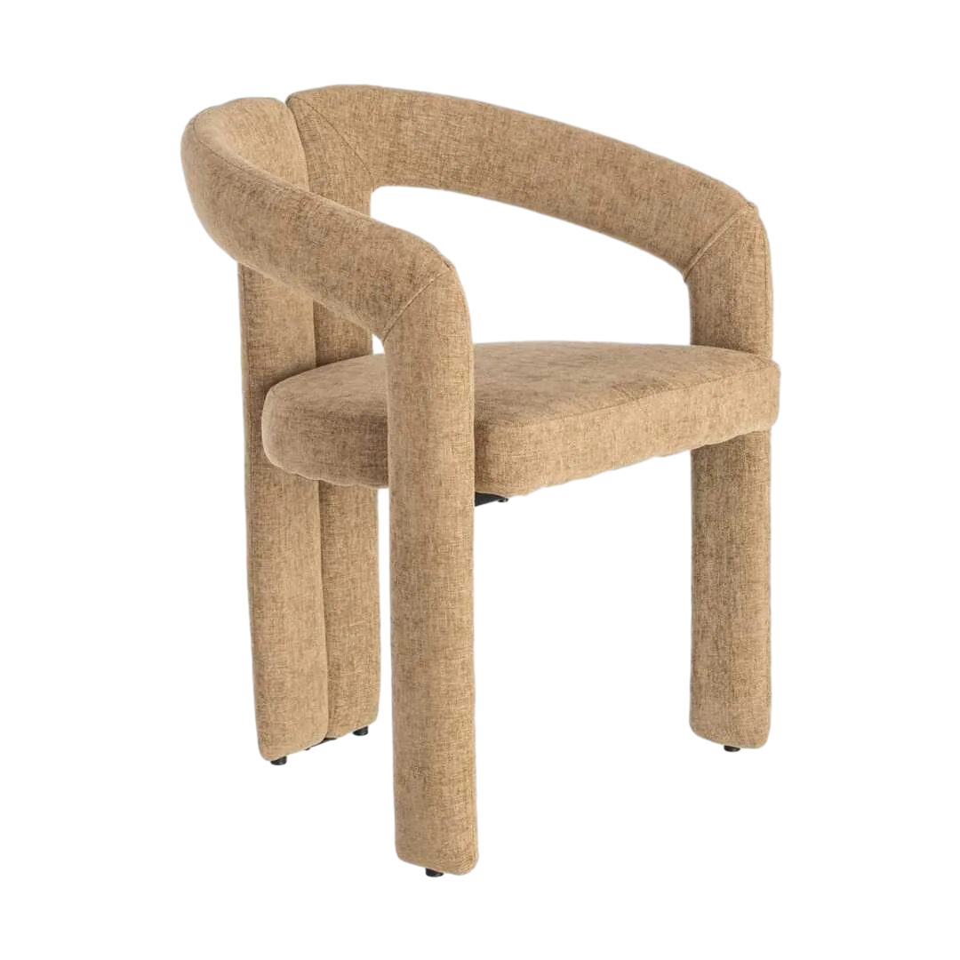 Silla de uso contract con brazos tapizada en tejido beige y estructura metálica 60x50x76.50cm - Ixia - 616536IX - foto-transparente