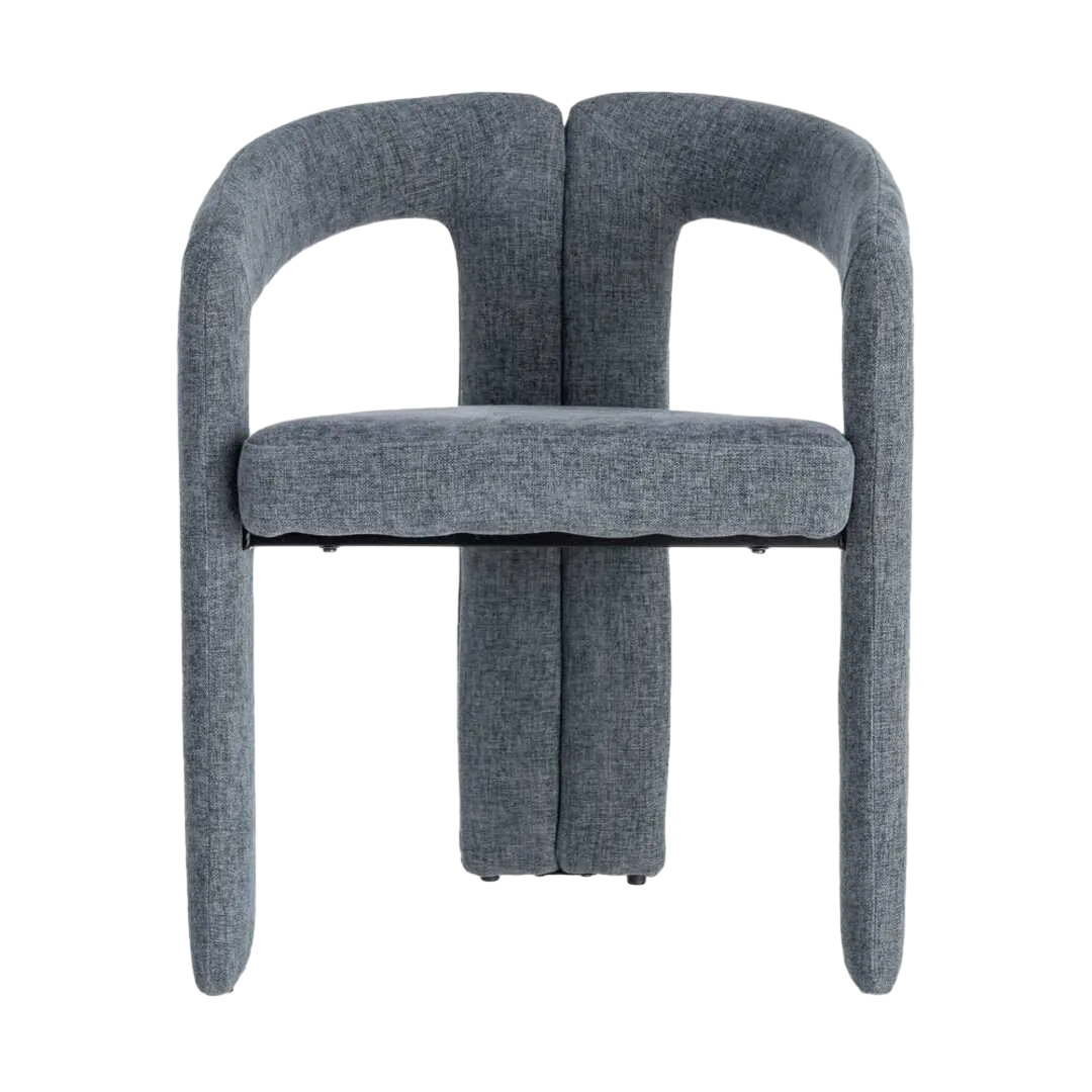 Silla con brazos tapizada en tejido azul estructura metálica 60x50x76.50cm - Ixia - 616537IX - foto-transparente