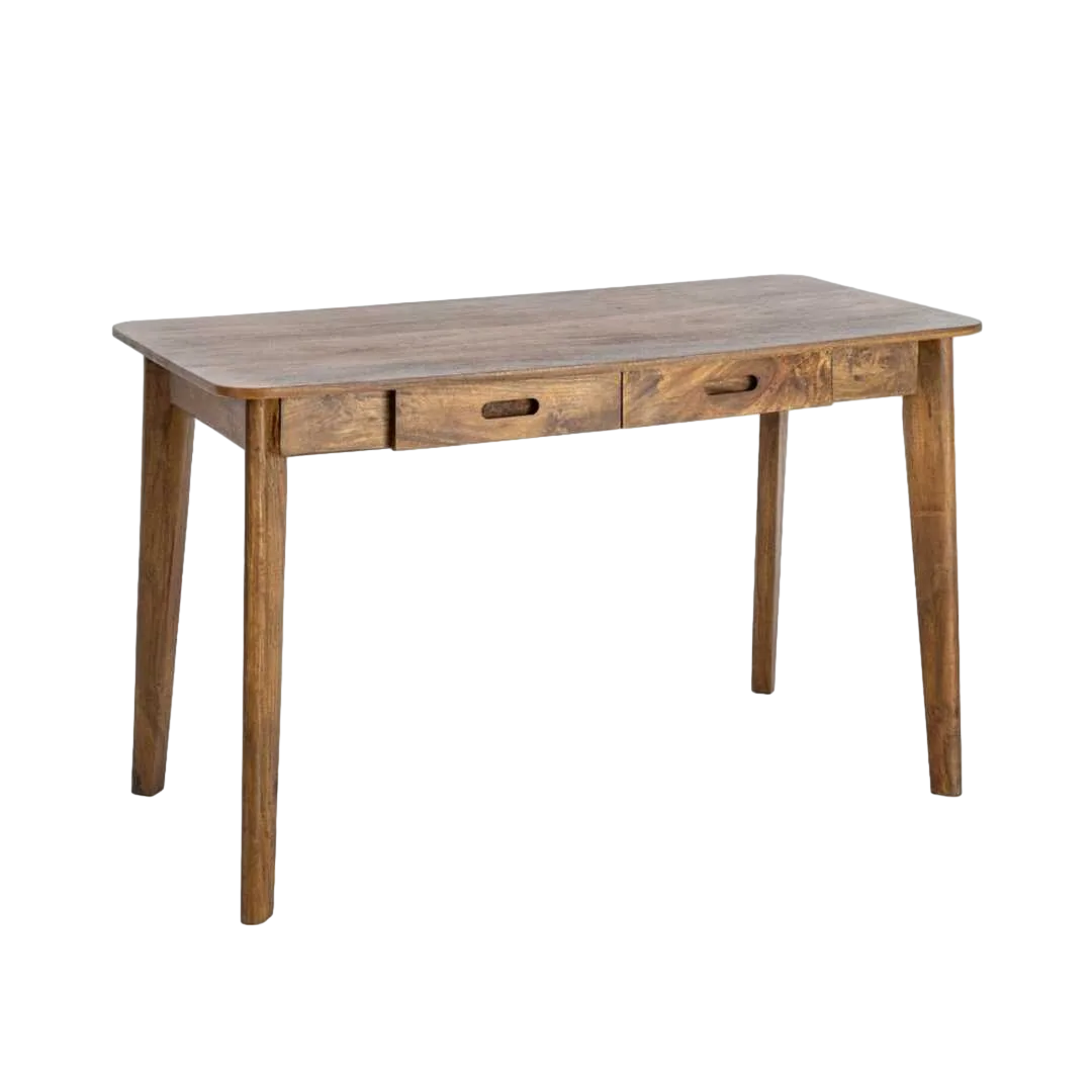 Escritorio de madera de mango color miel con 2 cajones 130x65x76cm - Ixia - 616550IX - foto-transparente