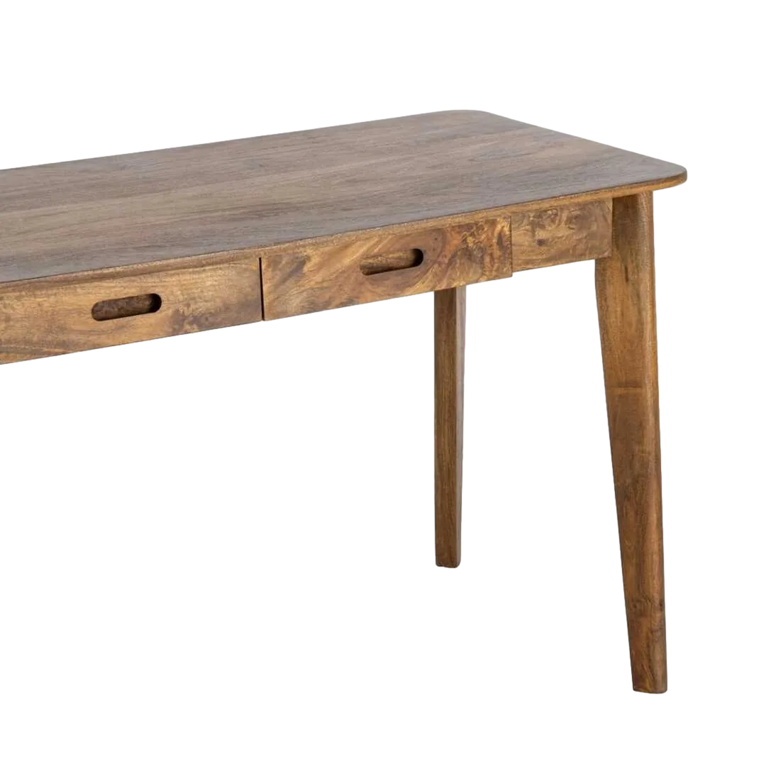 Escritorio de madera de mango color miel con 2 cajones 130x65x76cm - Ixia - 616550IX - foto-transparente