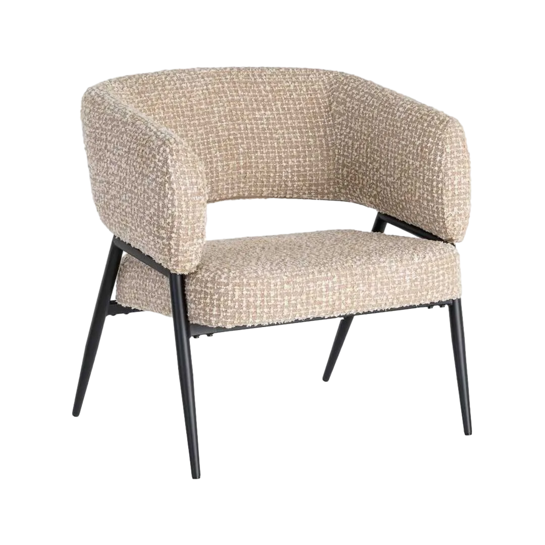 Sillón beige en tejido y metal para salón 71x70x75cm - Ixia - 616566IX - foto-transparente