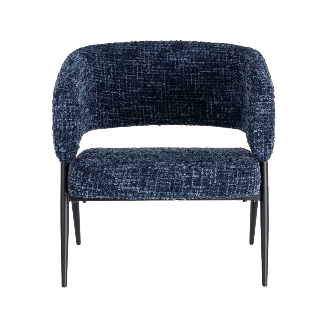 Sillón azul en tejido con estructura metálica para salón 71x70x75cm - Ixia - 616567IX - foto-transparente
