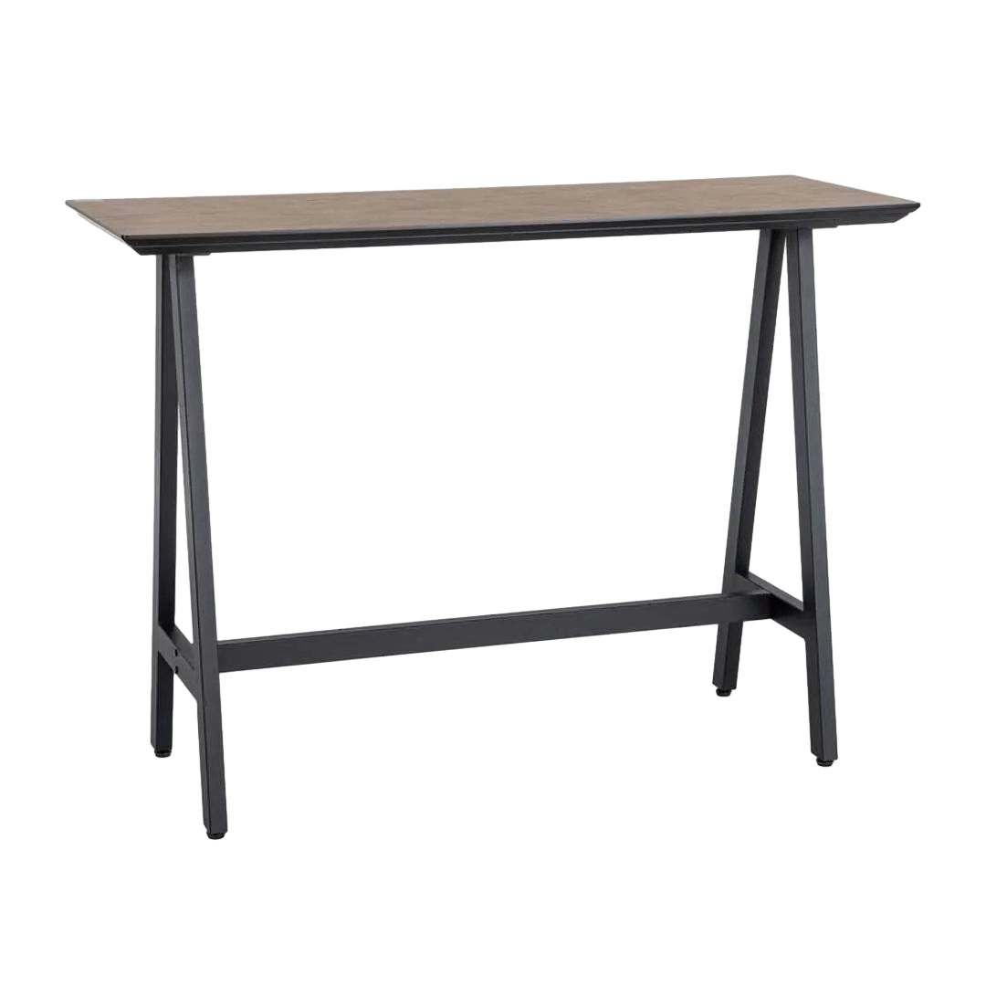 Mesa alta natural en DM con patas y estructura de hierro negro 138x50x100cm - Ixia - 616569IX - foto-transparente