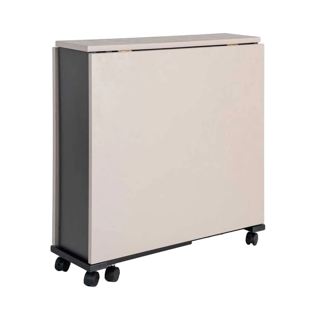 Mesa plegable en melamina con estructura y patas de hierro bicolor negro y crema 148x71x74cm - Ixia - 616570IX - foto-transparente