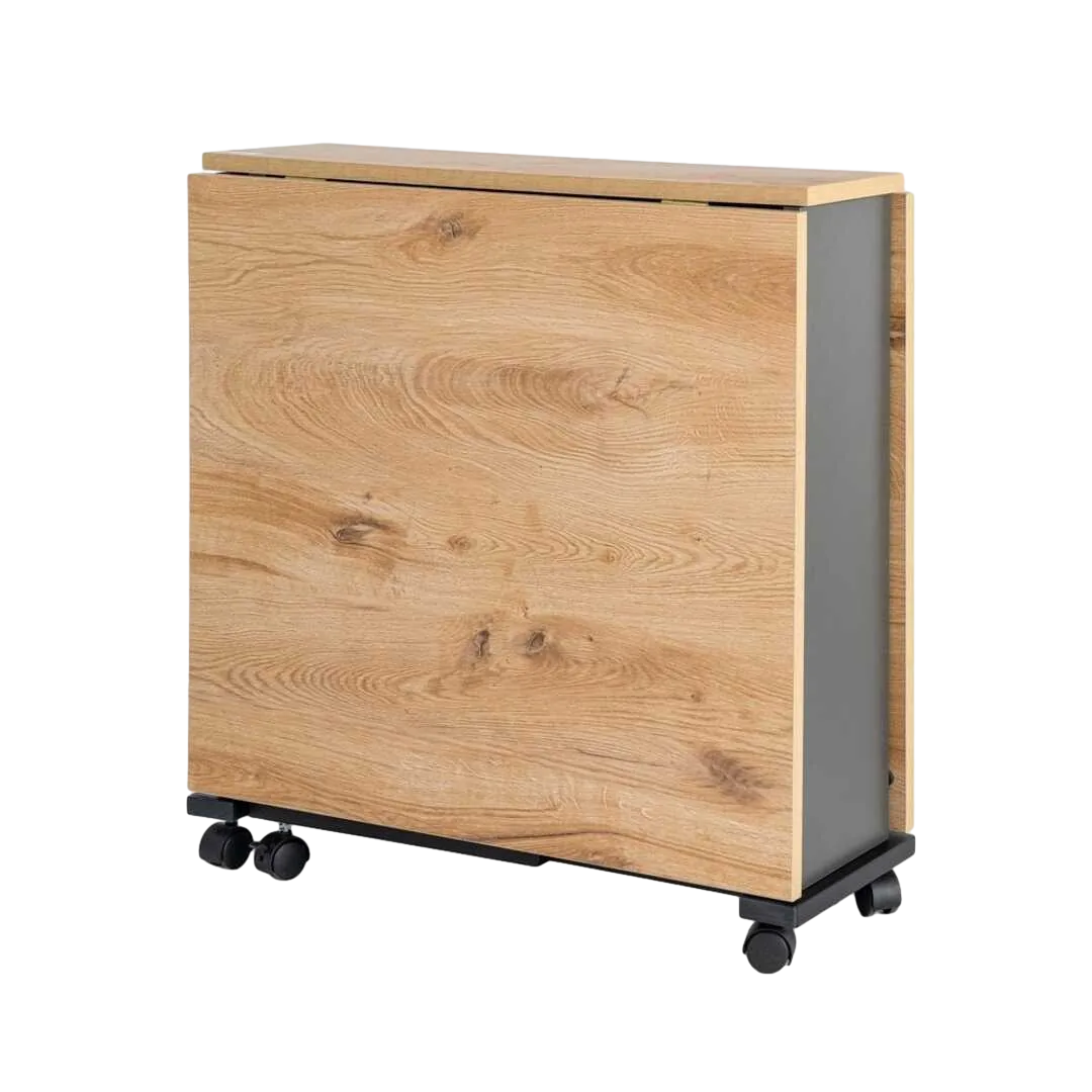 Mesa plegable en negro y natural con sobre de melamina y estructura de hierro 148x71x74cm - Ixia - 616571IX - foto-transparente