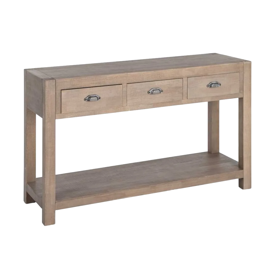 Consola de madera de pino acabado natural estilo cottage 135x45x80cm - Ixia - 616578IX - foto-transparente
