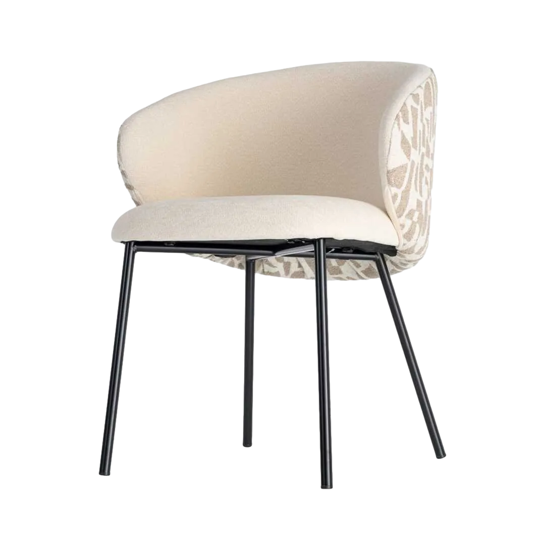 Silla tapizada estampado en tejido con estructura metálica 55.50x57x76cm - Ixia - 616584IX - foto-transparente