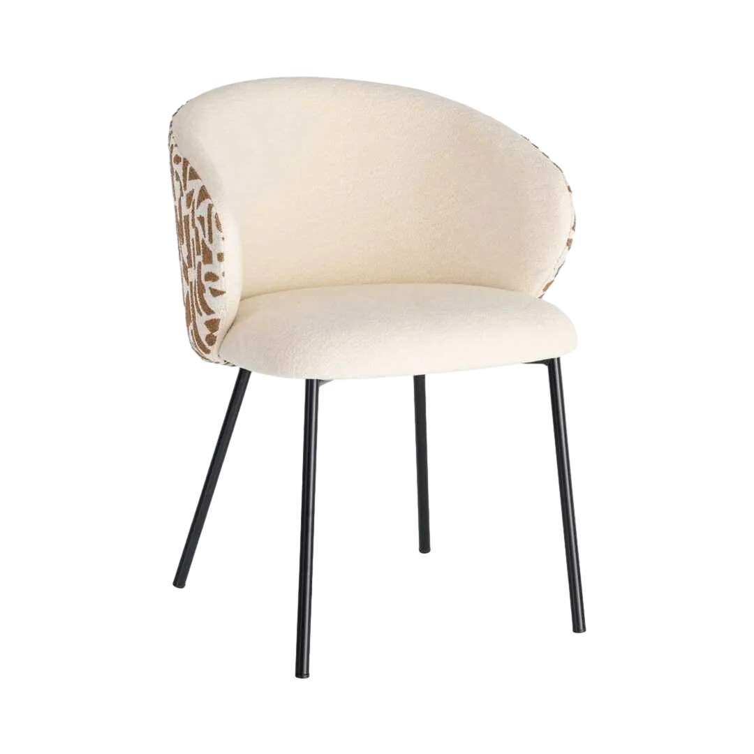 Silla estampada en tejido con estructura metálica 56.50x56x74.50cm - Ixia - 616585IX - foto-transparente