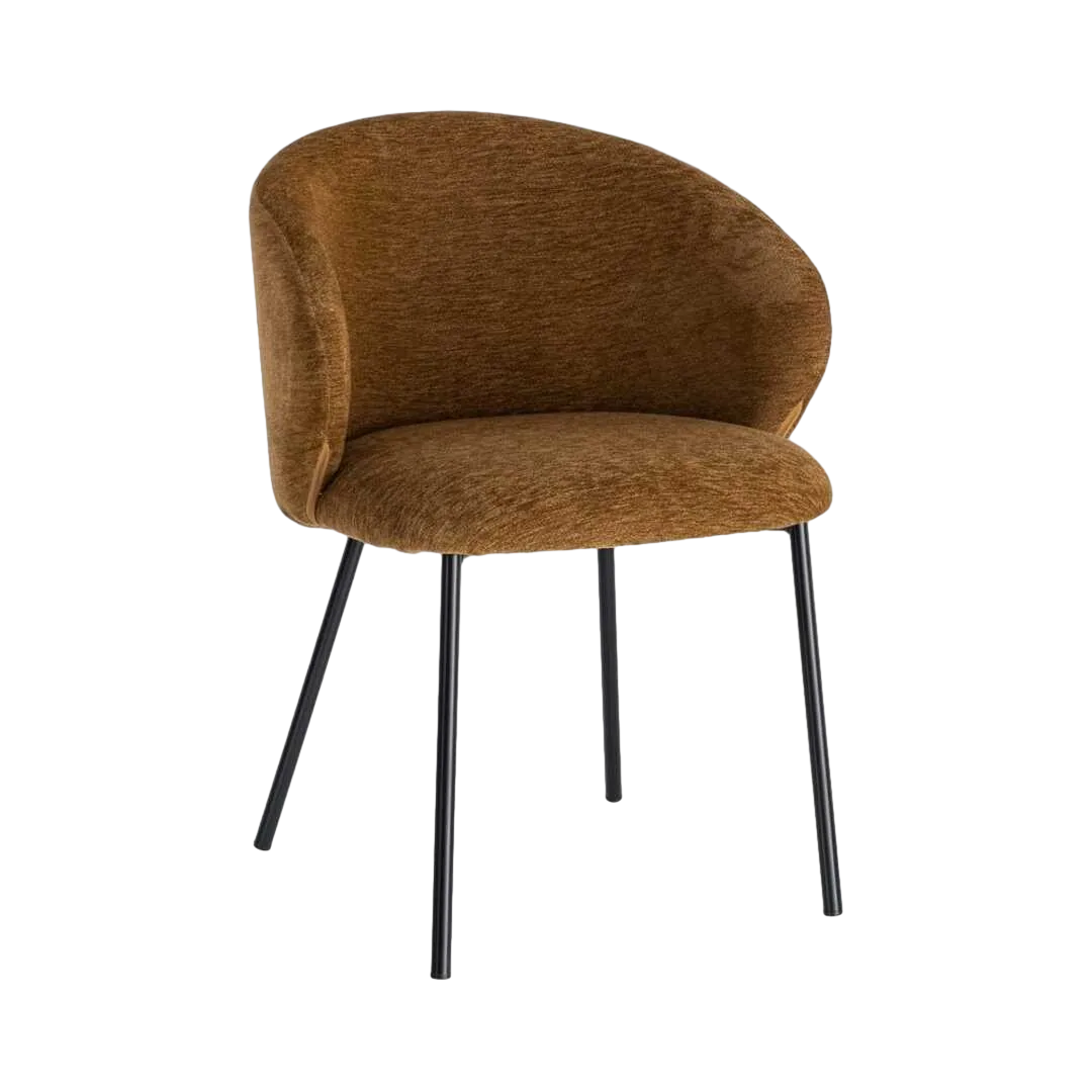 Silla contract marrón en tejido y metal 56.50x56x74.50cm - Ixia - 616625IX - foto-transparente
