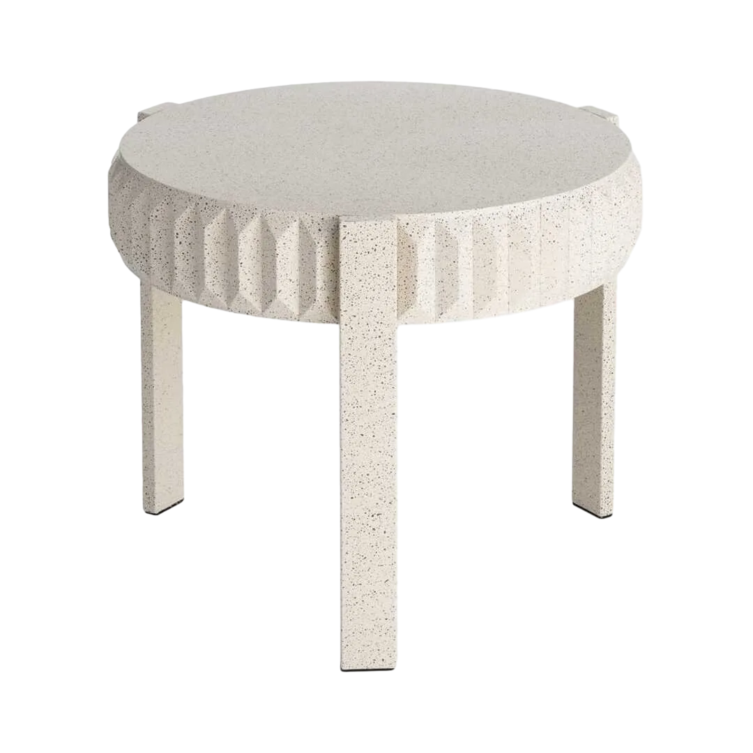 Mesita de metal blanco con acabado terrazo 64x64x50cm - Ixia - 616756IX - foto-transparente