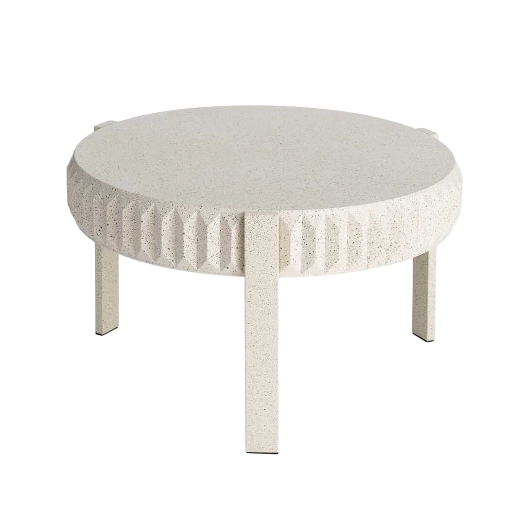 Mesa de centro blanca en metal con acabado terrazo 79x79x45cm - Ixia - 616757IX - foto-transparente