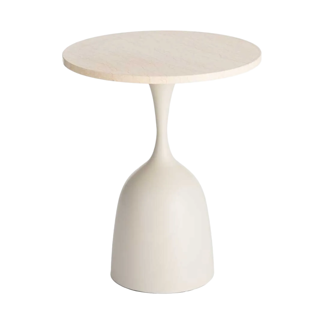 Mesita blanca en metal y mármol 50x50x58cm - Ixia - 616760IX - foto-transparente