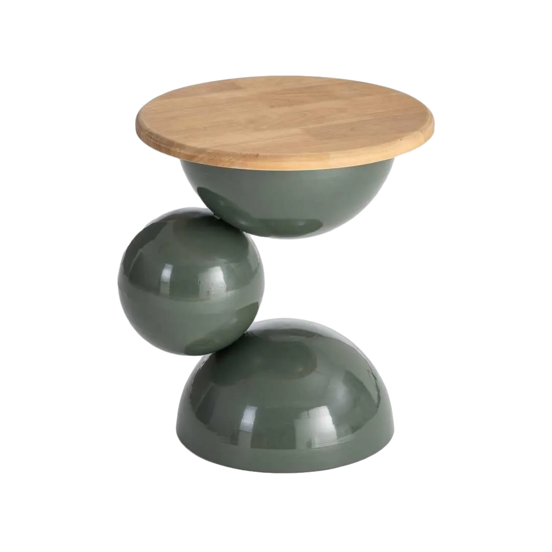 Mesita verde en madera de caucho y metal 41x41x46.50cm - Ixia - 616774IX - foto-transparente