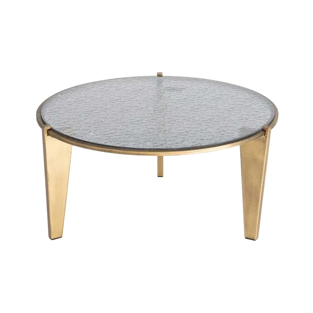 Mesa de centro oro viejo cristal templado y estructura metálica 79x79x37.50cm - Ixia - 616776IX - foto-transparente