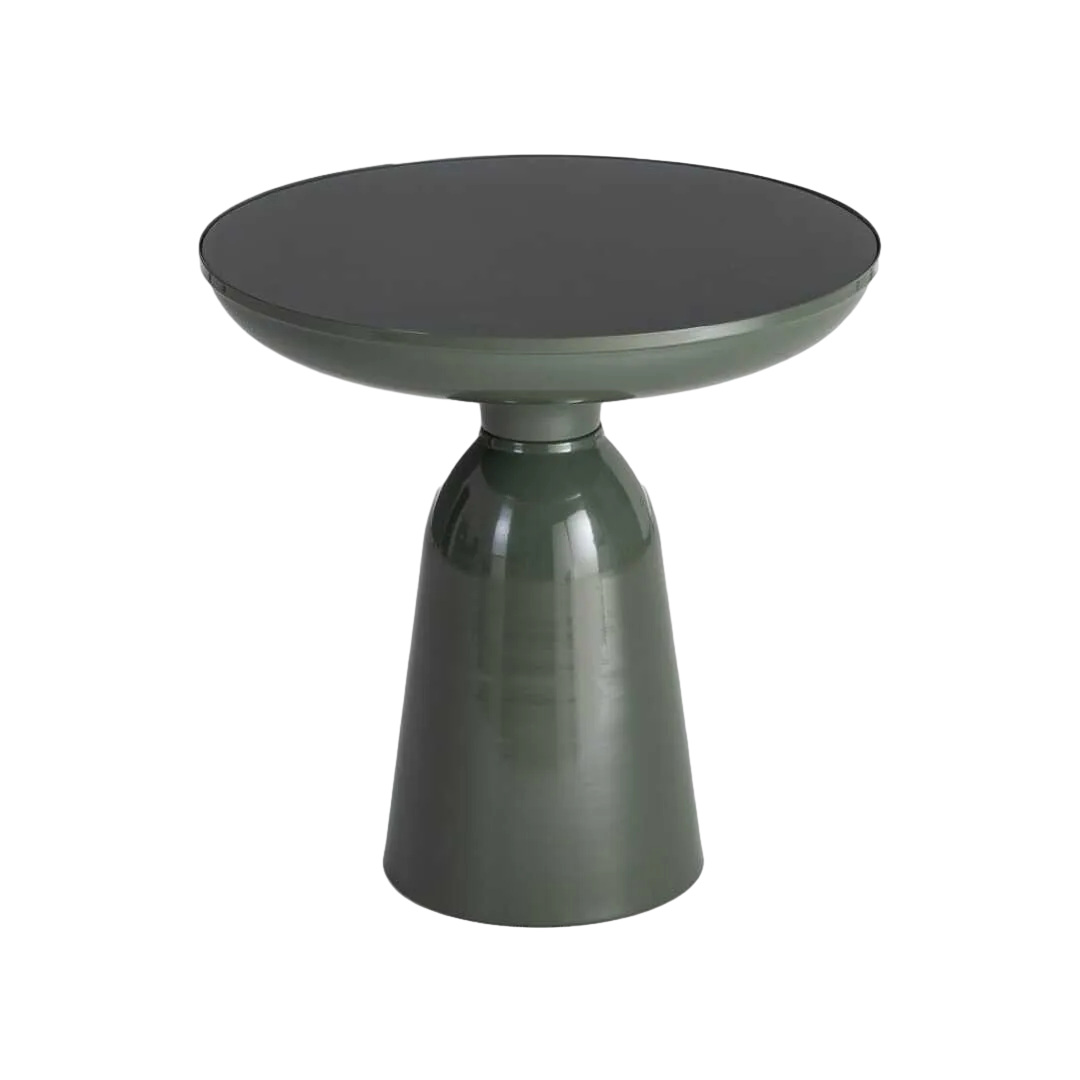 Mesita auxiliar verde de cristal templado y hierro 50x50x50.50cm - Ixia - 616777IX - foto-transparente