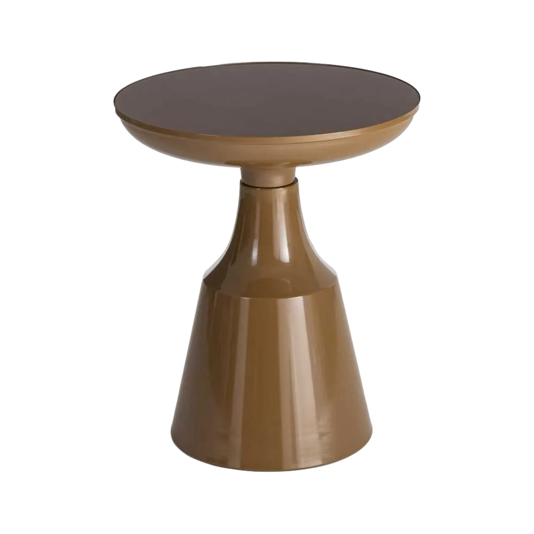 Mesita auxiliar color teja en cristal templado y metal 50x50x61.50cm - Ixia - 616778IX - foto-transparente