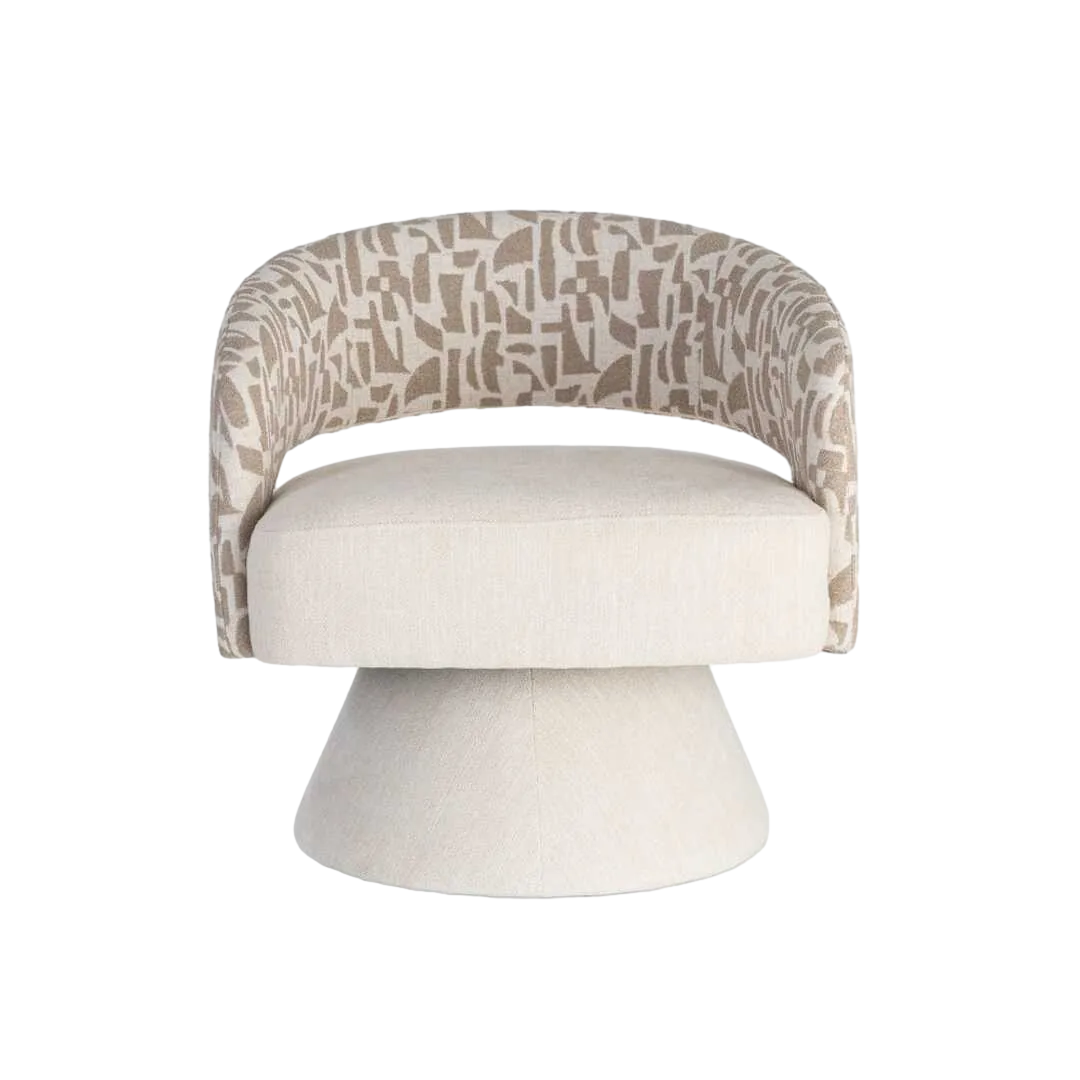 Sillón giratorio tapizado crema beige 71x68x72cm - Ixia - 616825IX - foto-transparente