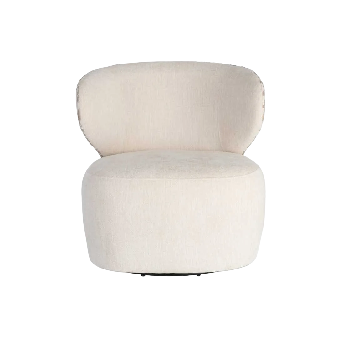Sillón bitejido tapizado en tejido crema-beige 100% poliéster 73x68x74cm - Ixia - 616827IX - foto-transparente