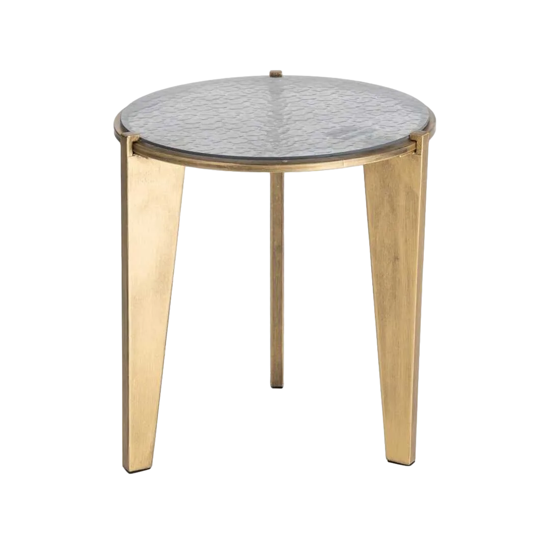 Mesita oro viejo cristal templado y hierro 48.50x48.50x50.50cm - Ixia - 616837IX - foto-transparente