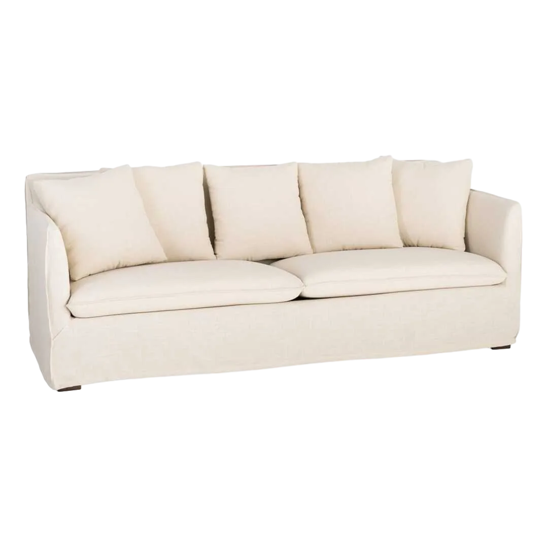 Sofá desenfundable en tejido beige mezcla de poliéster y lino 215x92x78cm - Ixia - 616858IX - foto-transparente