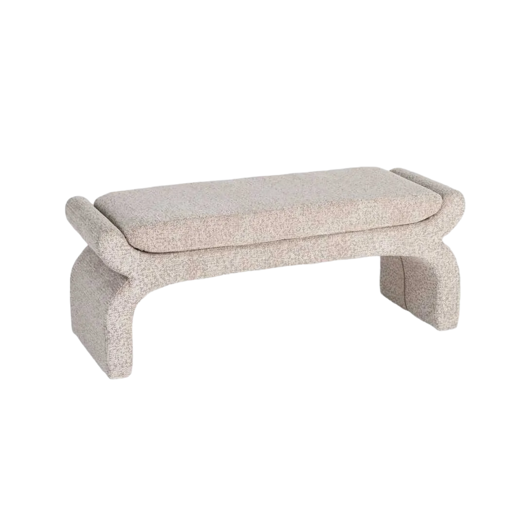 Banqueta tapizada beige en tejido 100% poliéster 115x43x45cm - Ixia - 616934IX - foto-transparente