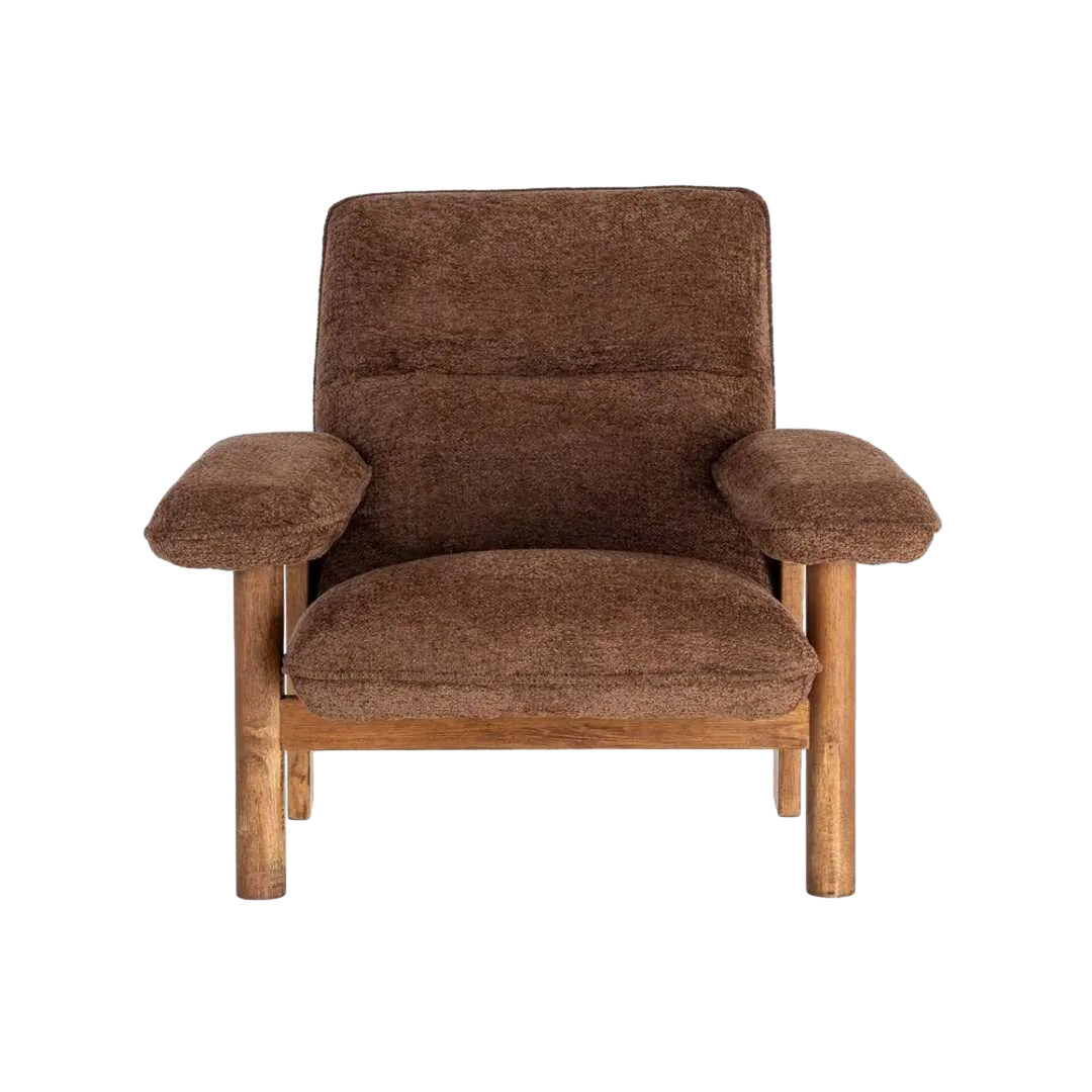 Sillón tapizado marrón con patas de madera y asiento de foam 96x86.50x82.50cm - Ixia - 616939IX - foto-transparente