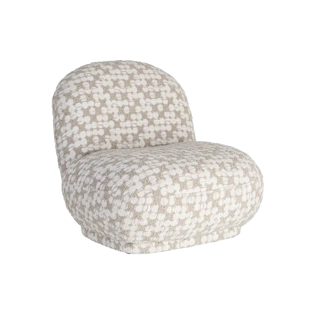 Sillón tapizado beige con tejido 95% poliéster 5% acrílico y estructura de metal y madera contrachapada 82x84x77cm - Ixia - 616941IX - foto-transparente