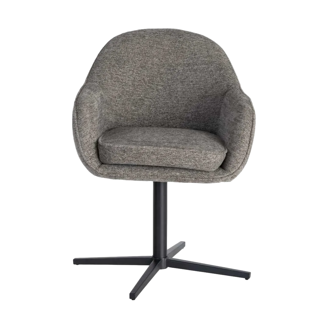 Silla tapizada giratoria con base metálica tejido 100% poliéster 60x60x86cm - Ixia - 617028IX - foto-transparente