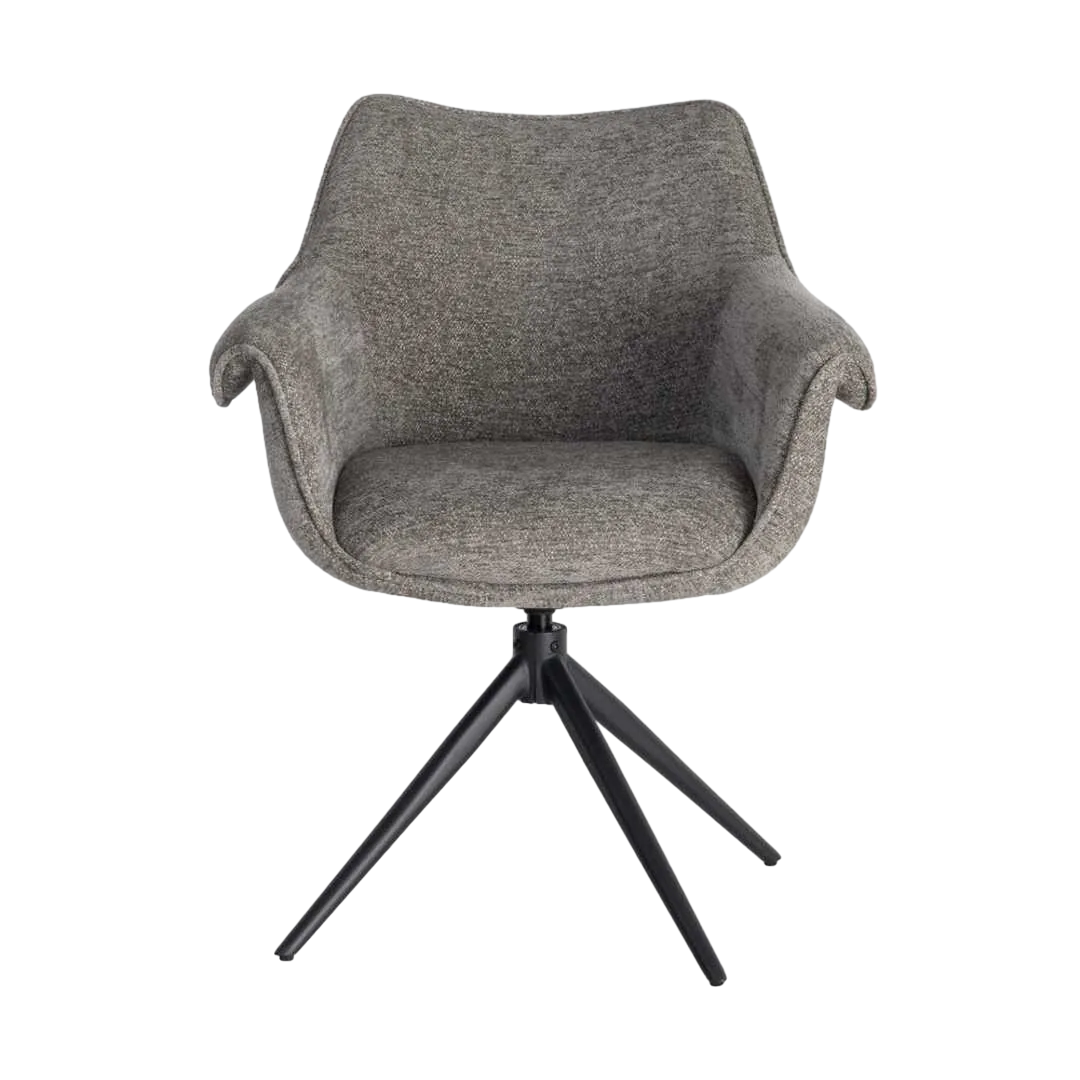 Silla tapizada giratoria 360º con autoretorno y muelles pocket spring tejido 100% poliéster base metal 66x60x86cm - Ixia - 617031IX - foto-transparente