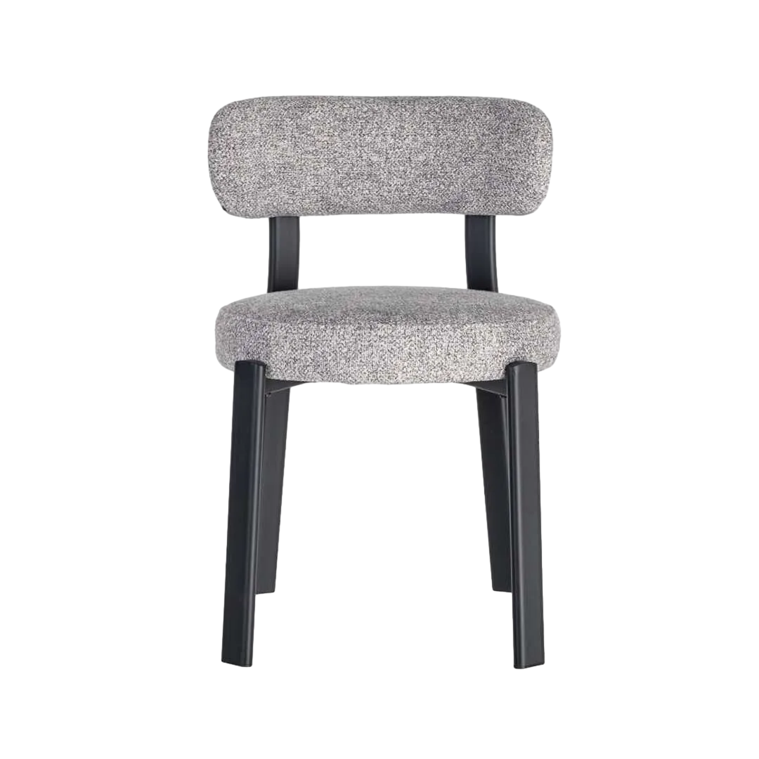 Silla tapizada 100% poliéster con patas de hierro y relleno de esponja densidad 26kg asiento 22kg respaldo 51x54x77cm - Ixia - 617040IX - foto-transparente