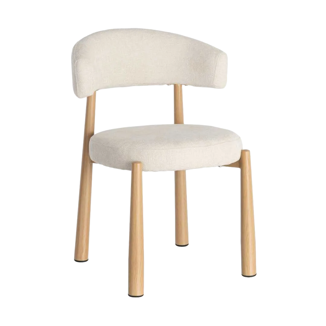 Silla blanca tapizada en tejido 100% poliéster con estructura de metal y relleno de foam 56x54x81cm - Ixia - 617052IX - foto-transparente
