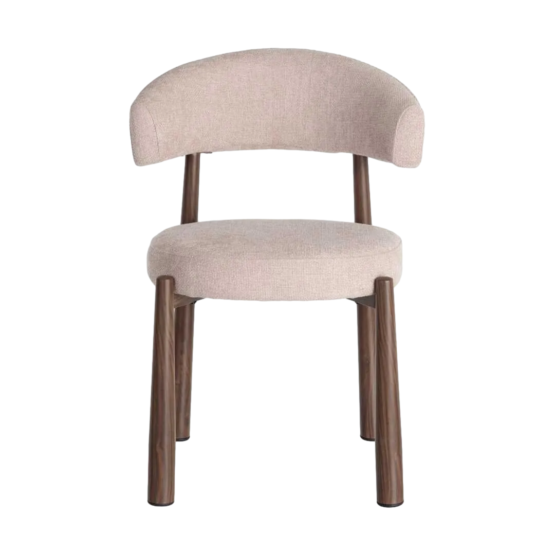 Silla beige tapizada en 100% poliéster con estructura metálica y asiento acolchado 56x54x81cm - Ixia - 617053IX - foto-transparente