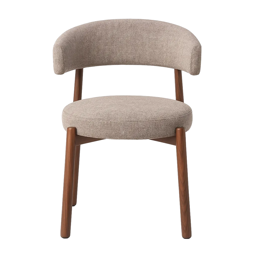 Silla tapizada en tejido 100% poliéster color taupe con estructura metálica y relleno de foam 56x54x81cm - Ixia - 617054IX - foto-transparente