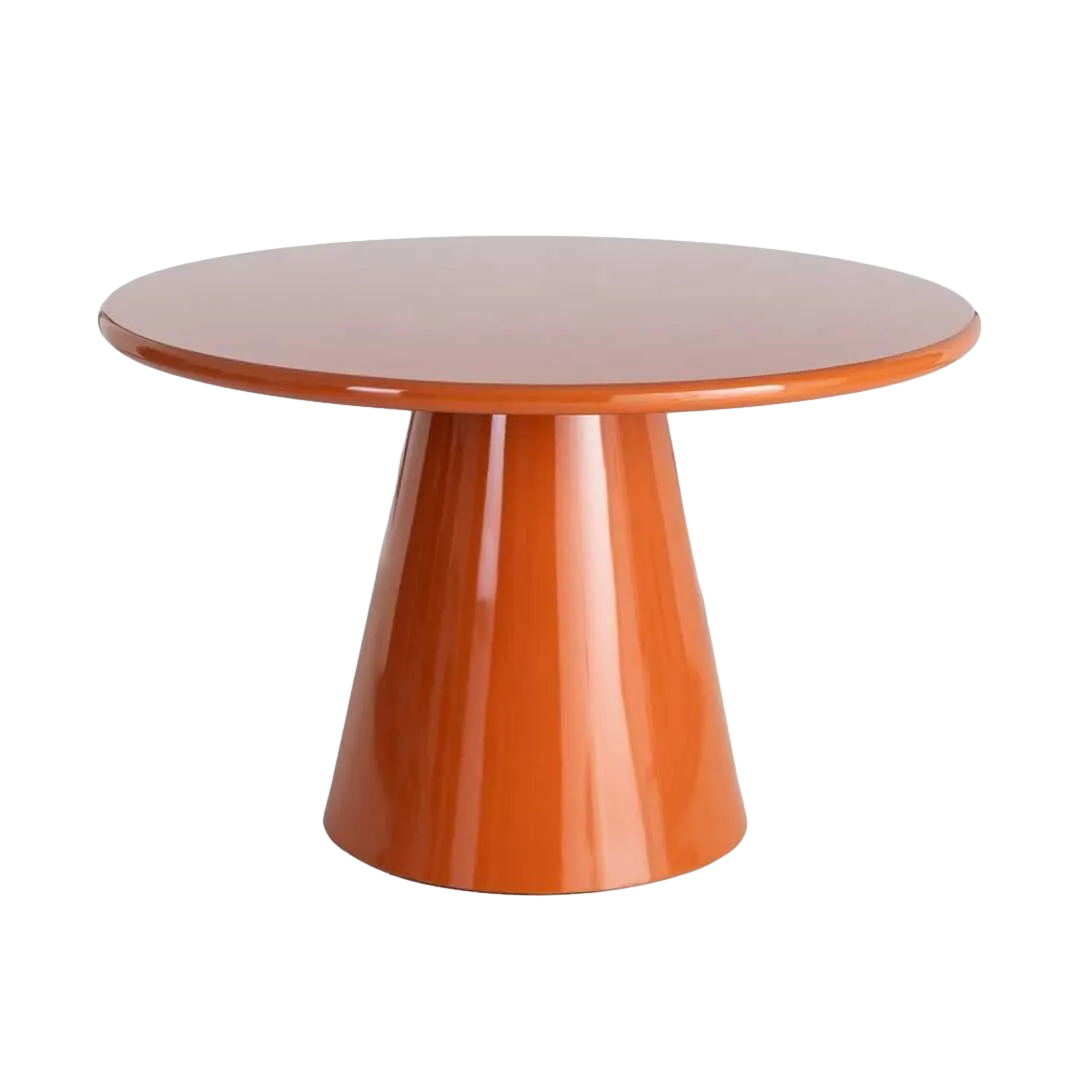 Mesa de comedor lacada en DM color naranja alto brillo 120x120x75cm - Ixia - 617058IX - foto-transparente