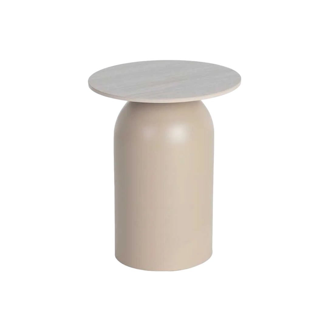 Set de 3 mesas de centro beige en piedra sinterizada efecto travertino 80x80x30cm - Ixia - 617059IX - foto-transparente