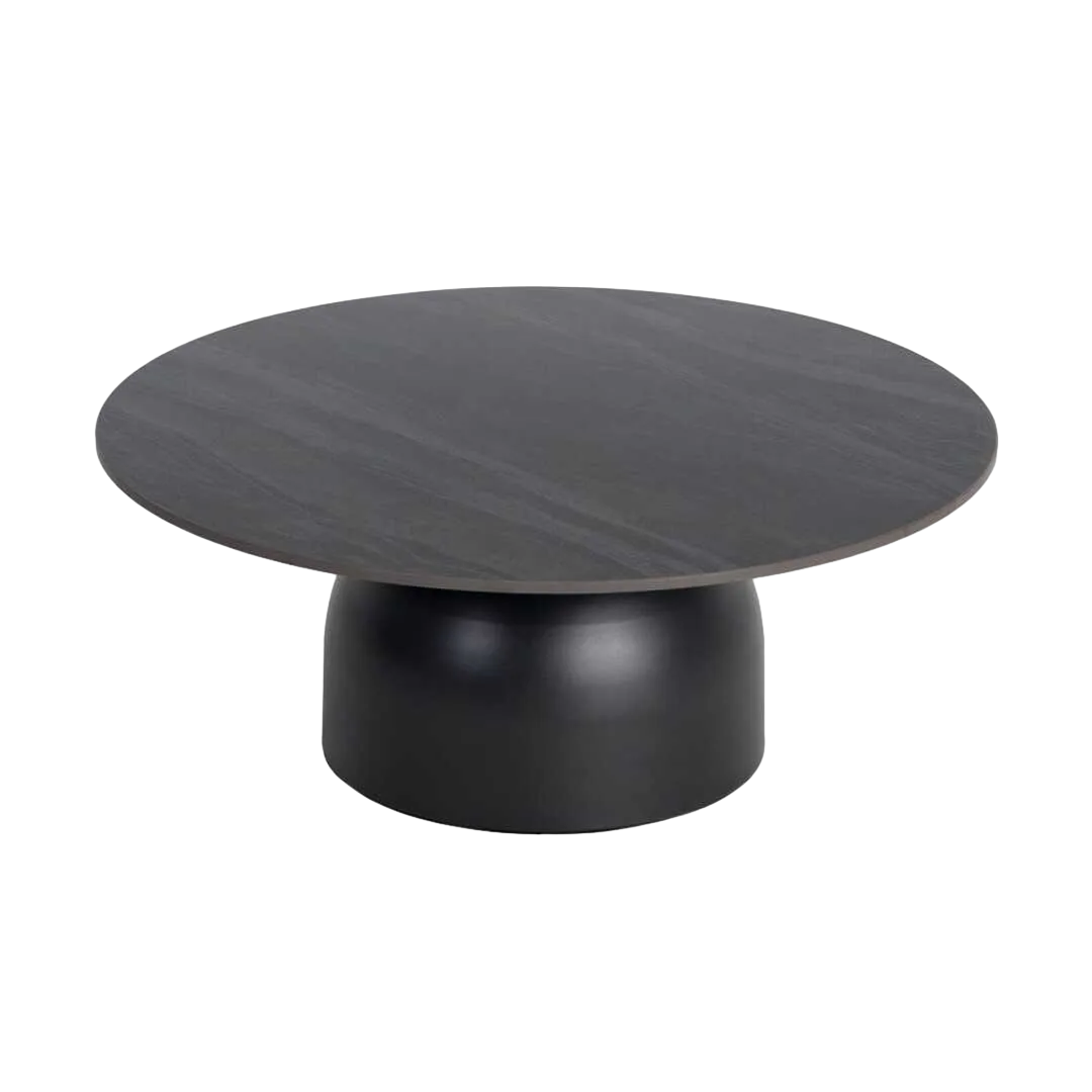 Set de 3 mesas de centro con tablero en piedra sinterizada y base metálica color negro 80x80x30cm - Ixia - 617060IX - foto-transparente