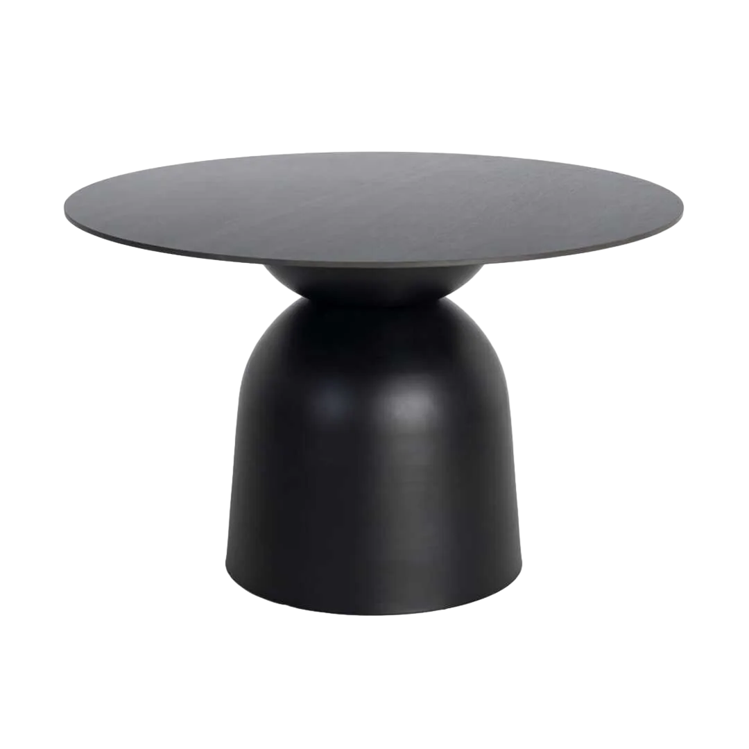 Mesa de comedor negra con tablero de piedra sinterizada y base de metal 120x120x75cm - Ixia - 617062IX - foto-transparente