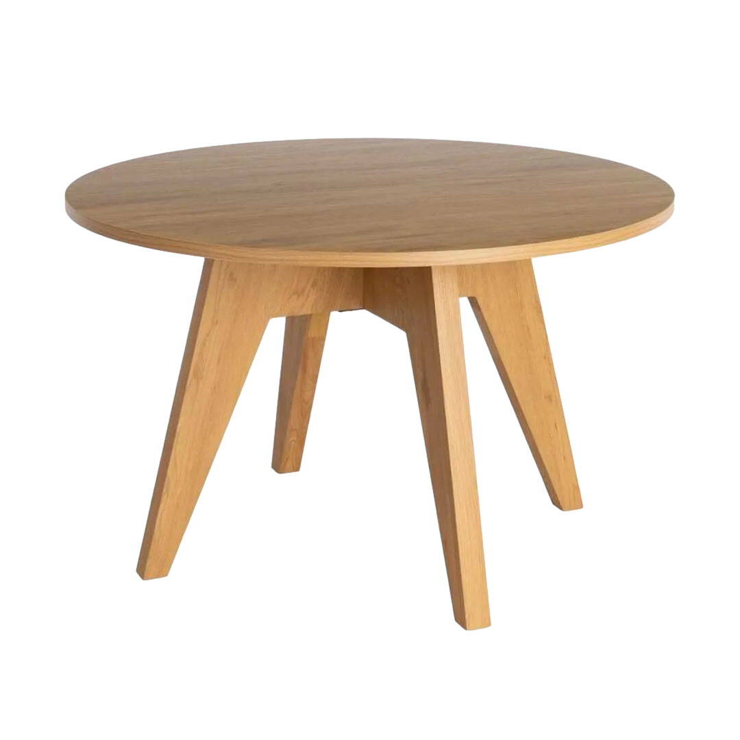 Mesa de comedor redonda en MDF revestido en melamina con efecto madera 120x120x75cm - Ixia - 617063IX - foto-transparente